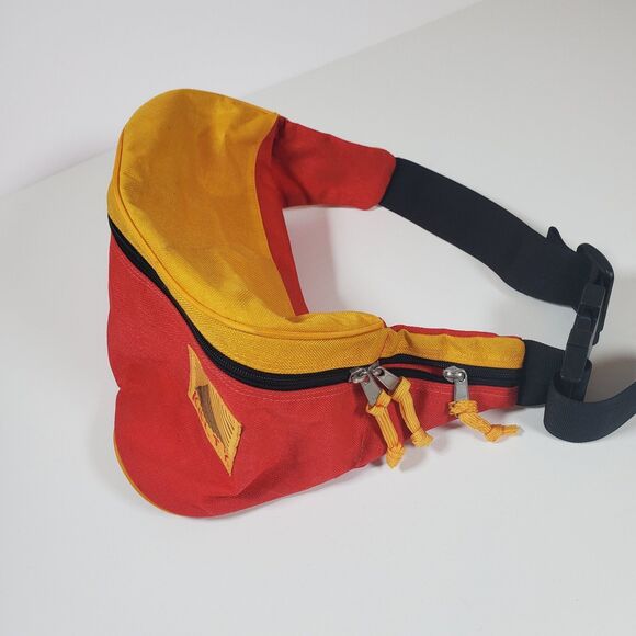 Vintage Kelty Oversized Fanny Pack Unisex Red Yellow Daypack Camping Hiking - Picture 2 of 8